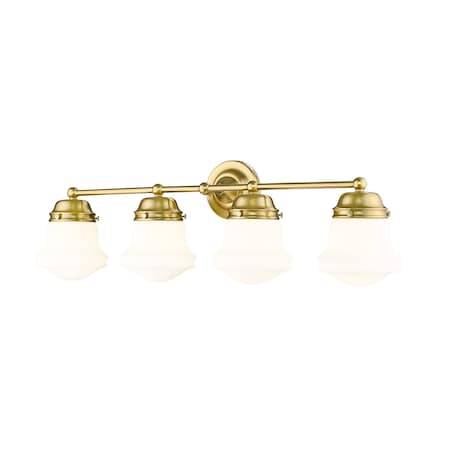 Z-Lite Vaughn Vanity, 4-Light, 7.75 In.W x 31.5 In.L x 9.5 In.H, Luxe Gold/Matte Opal 735-4V-LG